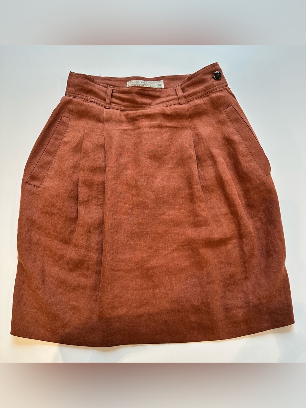 Vintage Anne Pinkerton Collection Linen Silk Lined Pleated Skirt 12